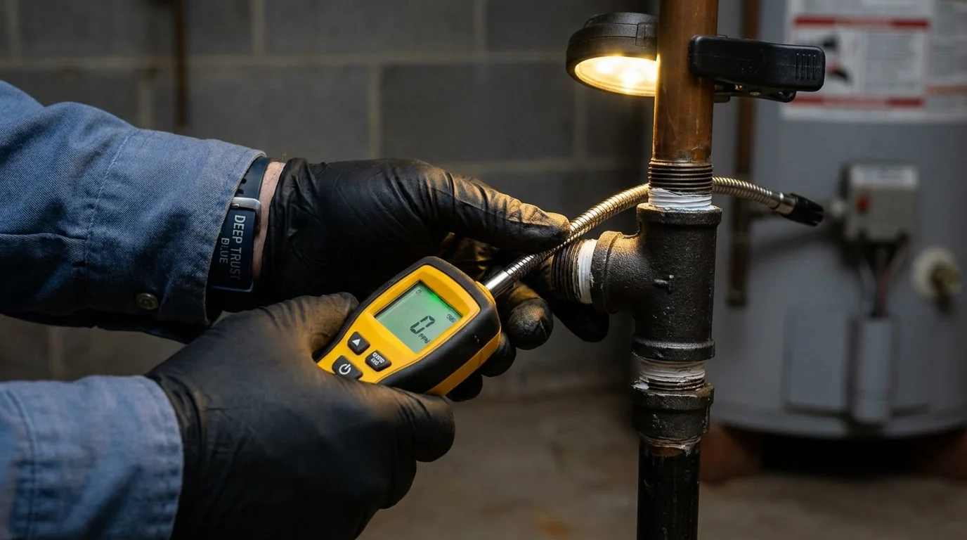 Gas leak detection with electronic sniffer by Johns Plumbing LLC in Adamsville