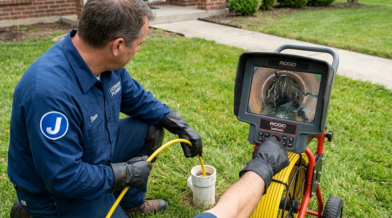 Sewer camera inspection being performed by Johns Plumbing LLC in Adamsville