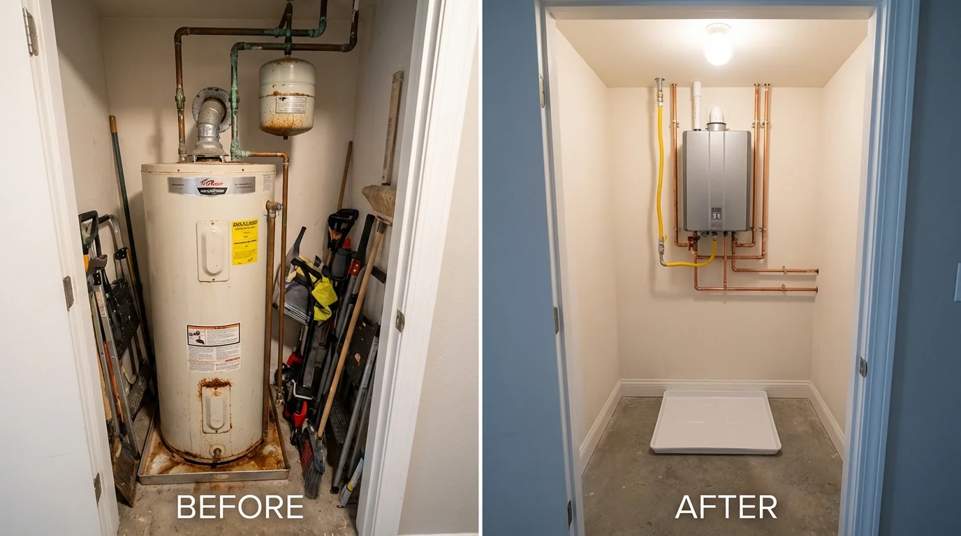 Tank water heater versus wall-mounted tankless unit comparison for Adamsville, AL homeowners
